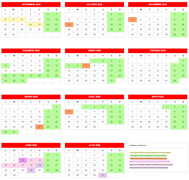 Calendario escolar 2025 - 2026 Calendario escolar 2025 - 2026